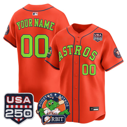 Astros Orbit & 250 America Patch Vapor Premier Limited Custom Jersey - All Stitched