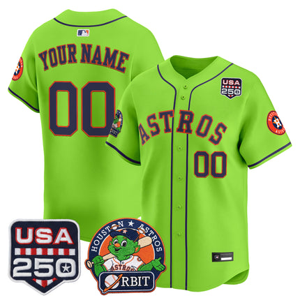 Astros Orbit & 250 America Patch Vapor Premier Limited Custom Jersey - All Stitched