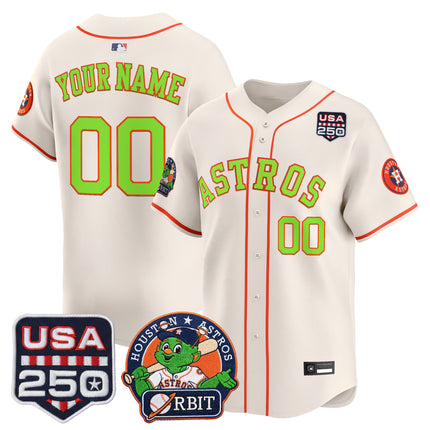 Astros Orbit & 250 America Patch Vapor Premier Limited Custom Jersey - All Stitched