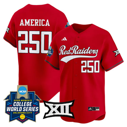 Men's size - Texas Tech Red Raiders Softball 2026 World Series (WCWS) Vapor Premier Limited Jersey - All Stitched