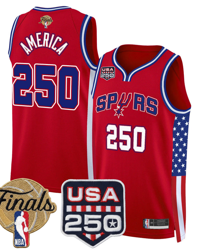 Men's San Antonio Spurs "America 250 Edition" 2026 Finals Patch Swingman Jersey - All Stitched