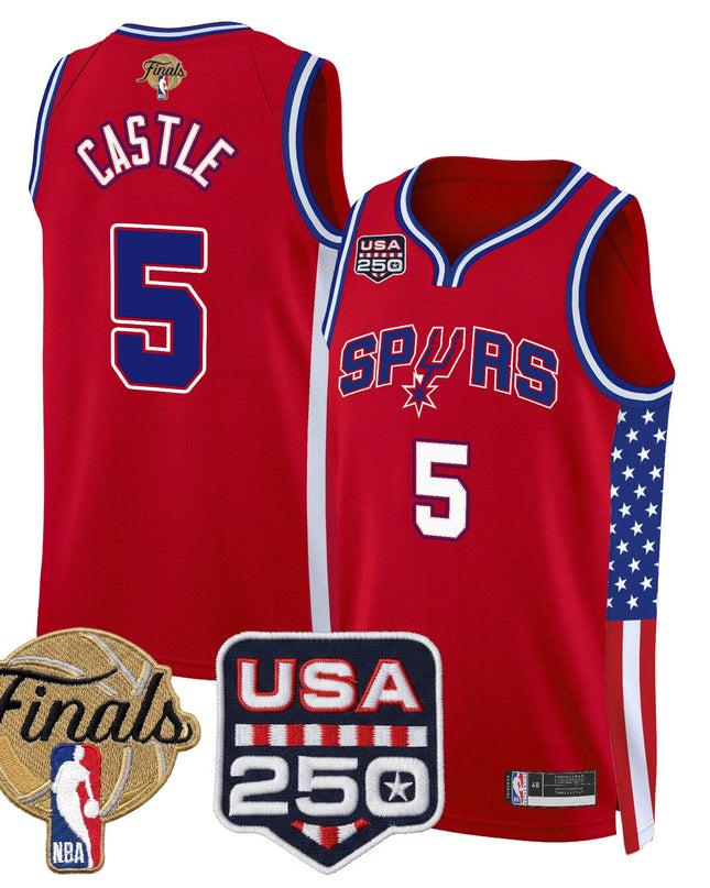 Men's San Antonio Spurs "America 250 Edition" 2026 Finals Patch Swingman Jersey - All Stitched