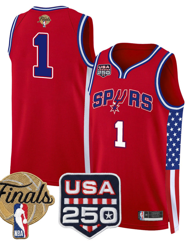Men's San Antonio Spurs "America 250 Edition" 2026 Finals Patch Swingman Jersey - All Stitched