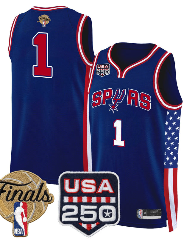 Men's San Antonio Spurs "America 250 Edition" 2026 Finals Patch Swingman Jersey - All Stitched