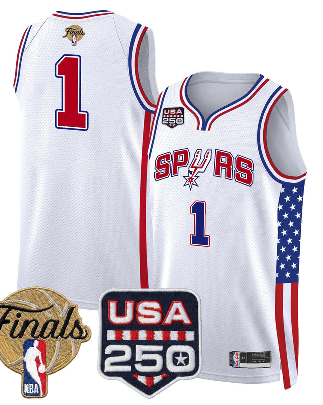 Men's San Antonio Spurs "America 250 Edition" 2026 Finals Patch Swingman Jersey - All Stitched