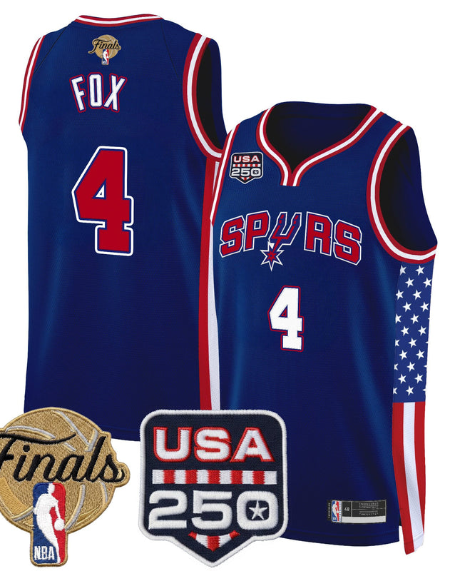 Men's San Antonio Spurs "America 250 Edition" 2026 Finals Patch Swingman Jersey - All Stitched