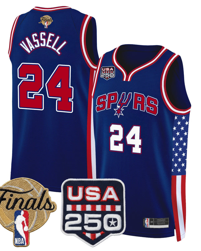 Men's San Antonio Spurs "America 250 Edition" 2026 Finals Patch Swingman Jersey - All Stitched