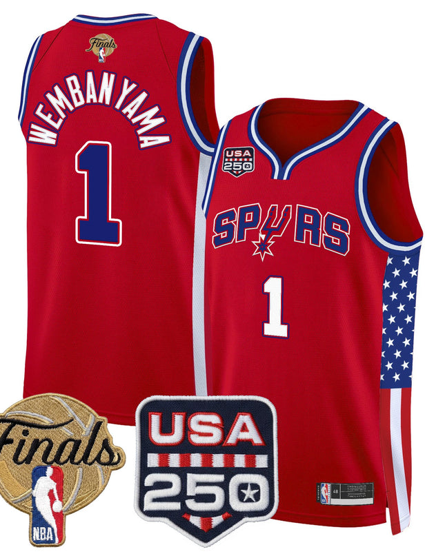 Men's San Antonio Spurs "America 250 Edition" 2026 Finals Patch Swingman Jersey - All Stitched
