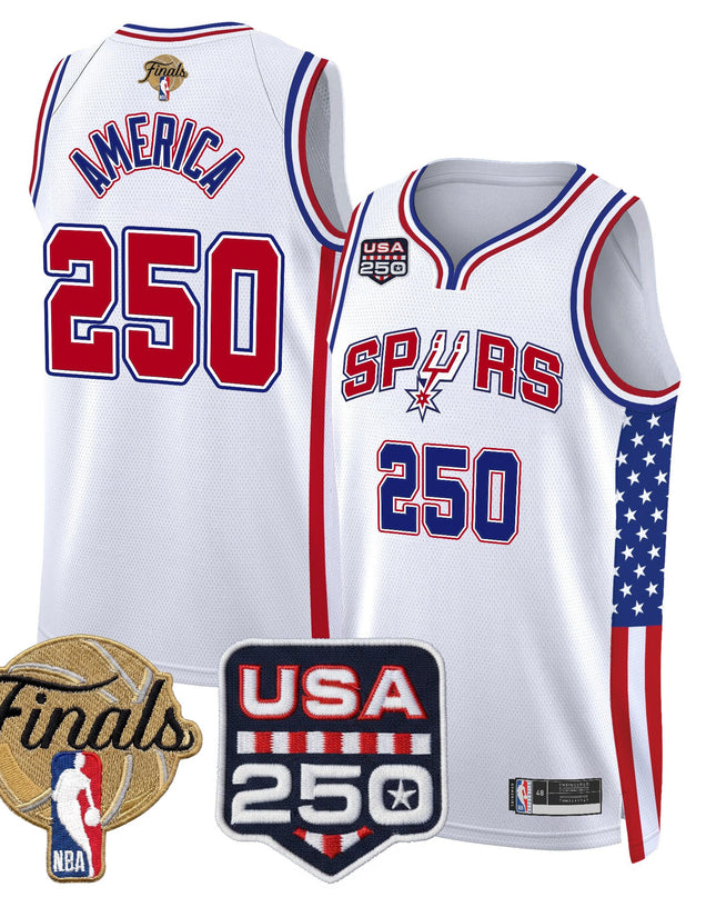Men's San Antonio Spurs "America 250 Edition" 2026 Finals Patch Swingman Jersey - All Stitched