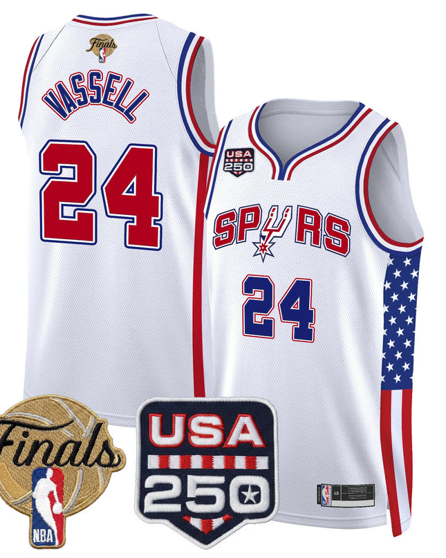 Men's San Antonio Spurs "America 250 Edition" 2026 Finals Patch Swingman Jersey - All Stitched