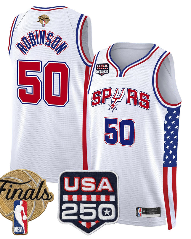 Men's San Antonio Spurs "America 250 Edition" 2026 Finals Patch Swingman Jersey - All Stitched