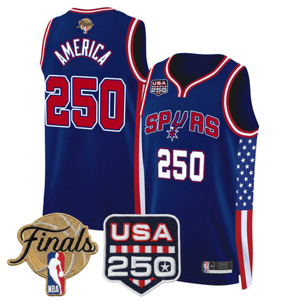 Men's San Antonio Spurs "America 250 Edition" 2026 Finals Patch Swingman Jersey - All Stitched