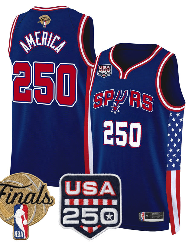 Men's San Antonio Spurs "America 250 Edition" 2026 Finals Patch Swingman Jersey - All Stitched
