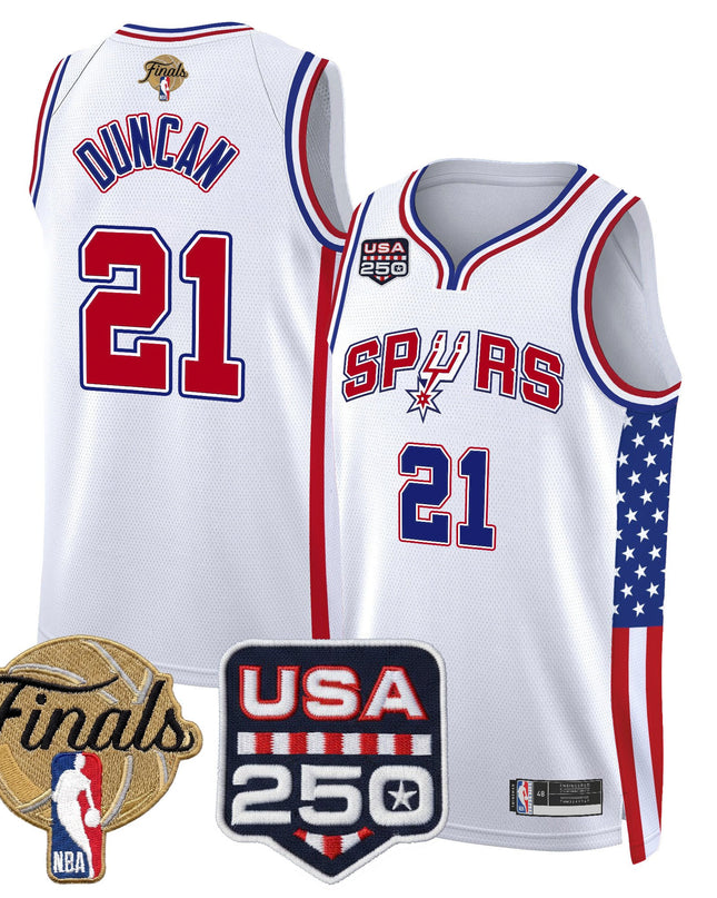 Men's San Antonio Spurs "America 250 Edition" 2026 Finals Patch Swingman Jersey - All Stitched