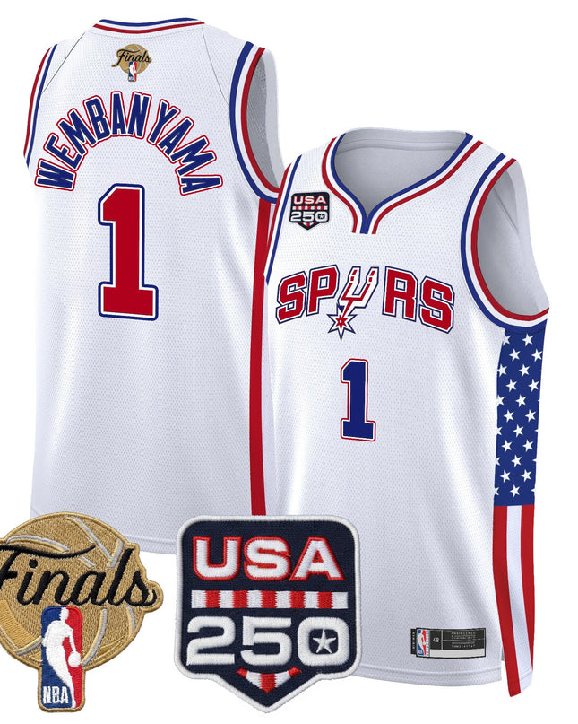 Men's San Antonio Spurs "America 250 Edition" 2026 Finals Patch Swingman Jersey - All Stitched