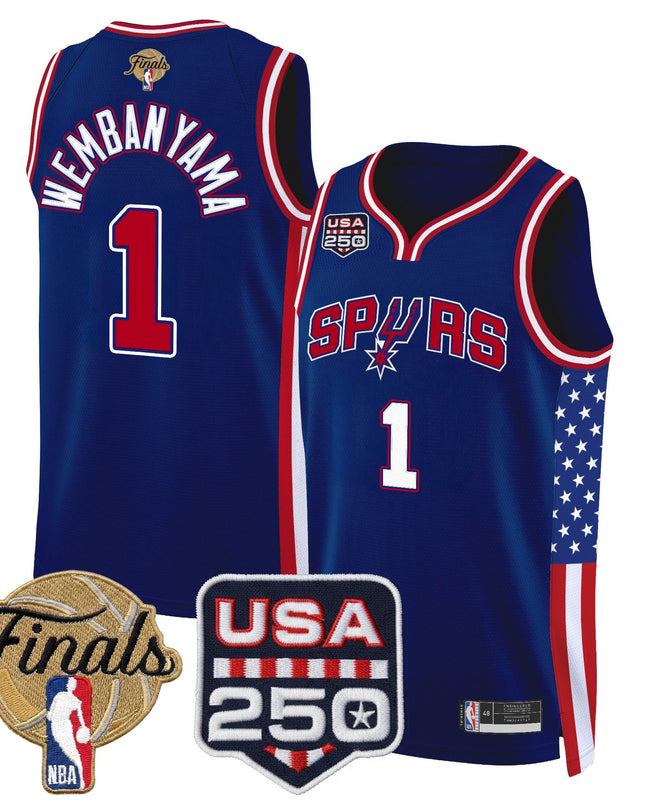 Men's San Antonio Spurs "America 250 Edition" 2026 Finals Patch Swingman Jersey - All Stitched