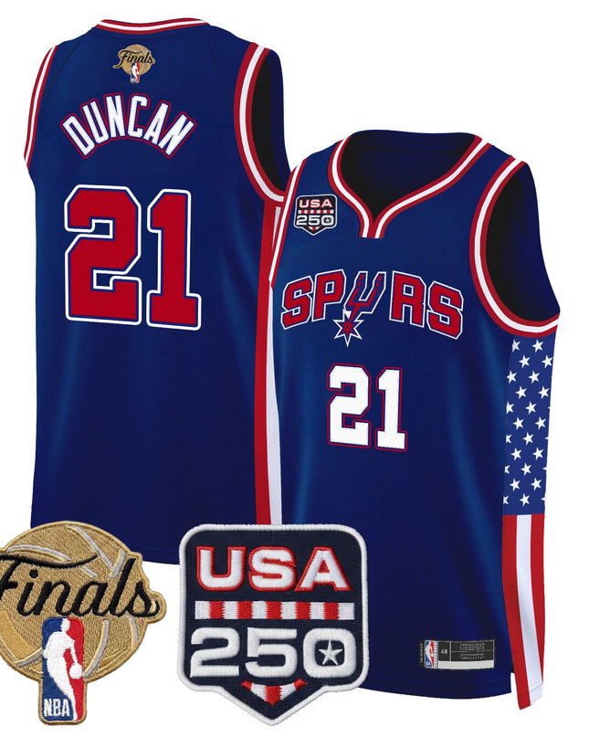 Men's San Antonio Spurs "America 250 Edition" 2026 Finals Patch Swingman Jersey - All Stitched