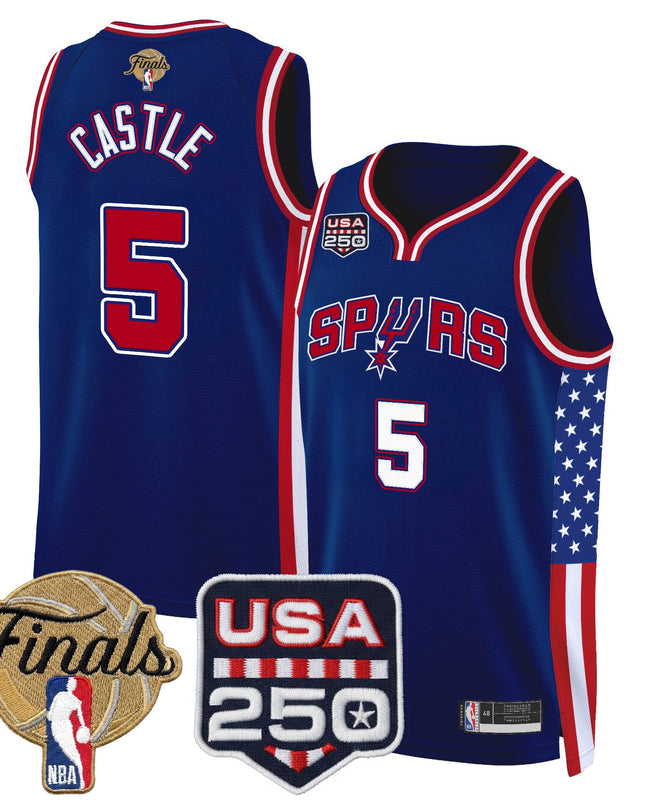 Men's San Antonio Spurs "America 250 Edition" 2026 Finals Patch Swingman Jersey - All Stitched