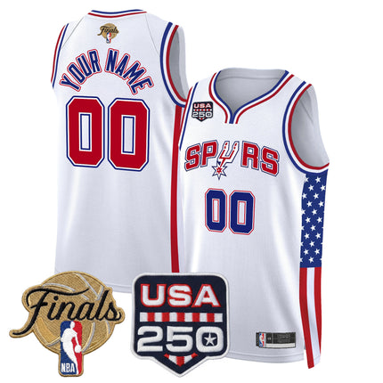 San Antonio Spurs "America 250 Edition" 2026 Finals Patch Custom Swingman Jersey - All Stitched