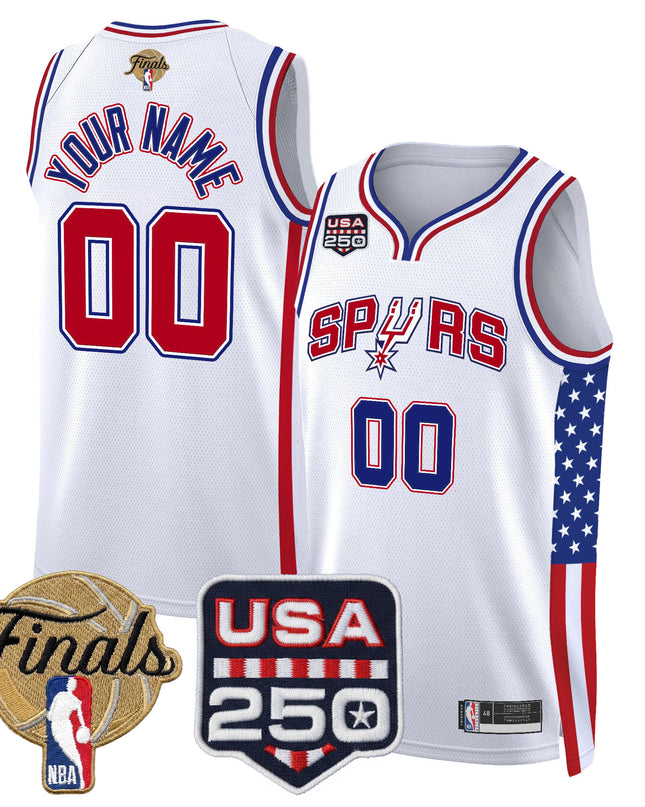 San Antonio Spurs "America 250 Edition" 2026 Finals Patch Custom Swingman Jersey - All Stitched