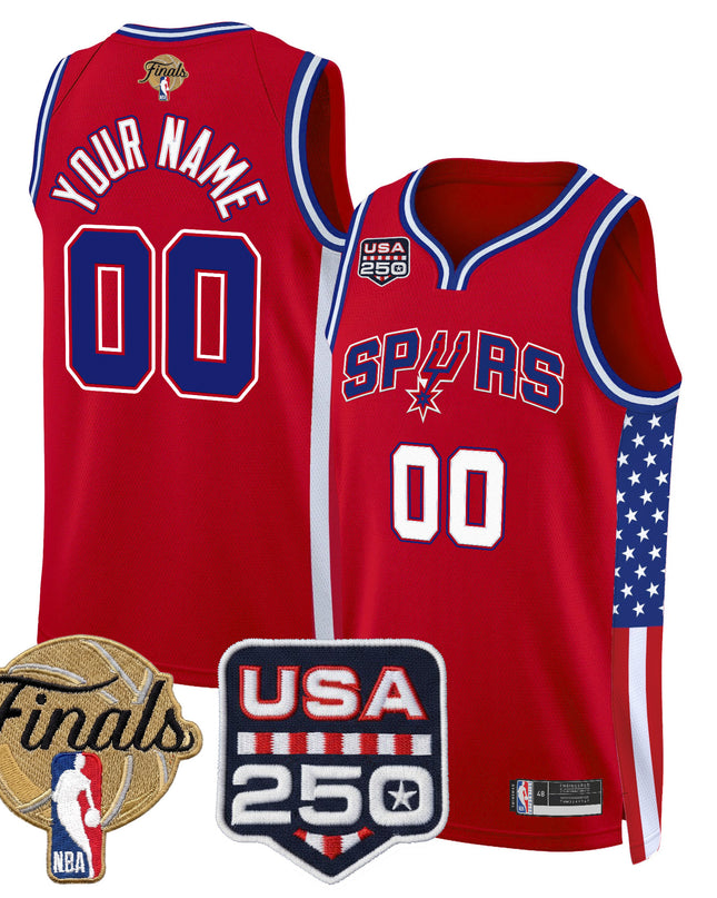 San Antonio Spurs "America 250 Edition" 2026 Finals Patch Custom Swingman Jersey - All Stitched