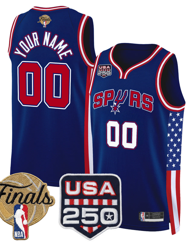 San Antonio Spurs "America 250 Edition" 2026 Finals Patch Custom Swingman Jersey - All Stitched