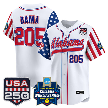 Men's Size - Alabama Softball "America 250 Edition" Vapor Premier Limited Jersey - 2026 World Series (WCWS) - All Stitched
