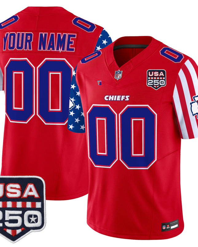 Chiefs "America 250 Edition" Vapor Limited Custom Jersey - All Stitched
