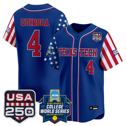 Men's Size - Texas Tech Red Raiders "America 250 Edition" Vapor Premier Limited Jersey - 2026 World Series (WCWS) - All Stitched
