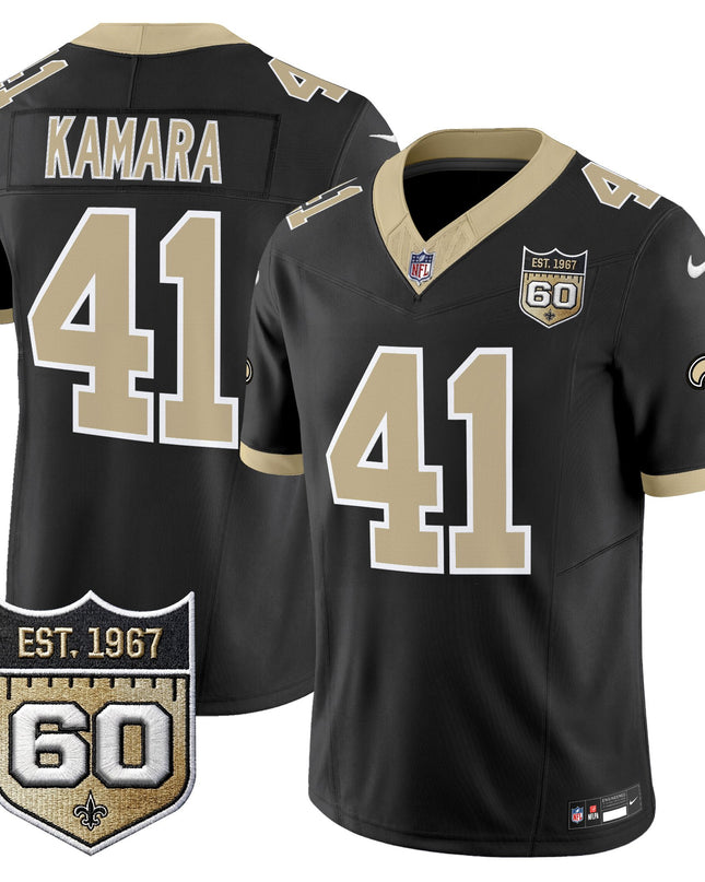 Men's New Orleans Saints 60th Anniversary Patch Vapor Jersey - Gameday Golds Edition - All Stitched