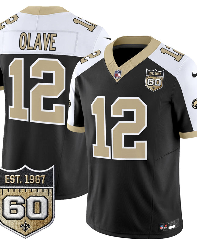 Men's New Orleans Saints 60th Anniversary Patch Vapor Jersey - Gameday Golds Edition - All Stitched