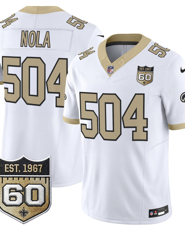 Men's New Orleans Saints 60th Anniversary Patch Vapor Jersey - Gameday Golds Edition - All Stitched
