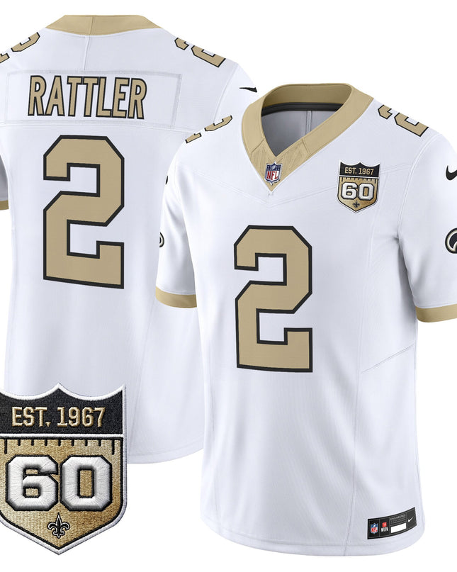 Men's New Orleans Saints 60th Anniversary Patch Vapor Jersey - Gameday Golds Edition - All Stitched