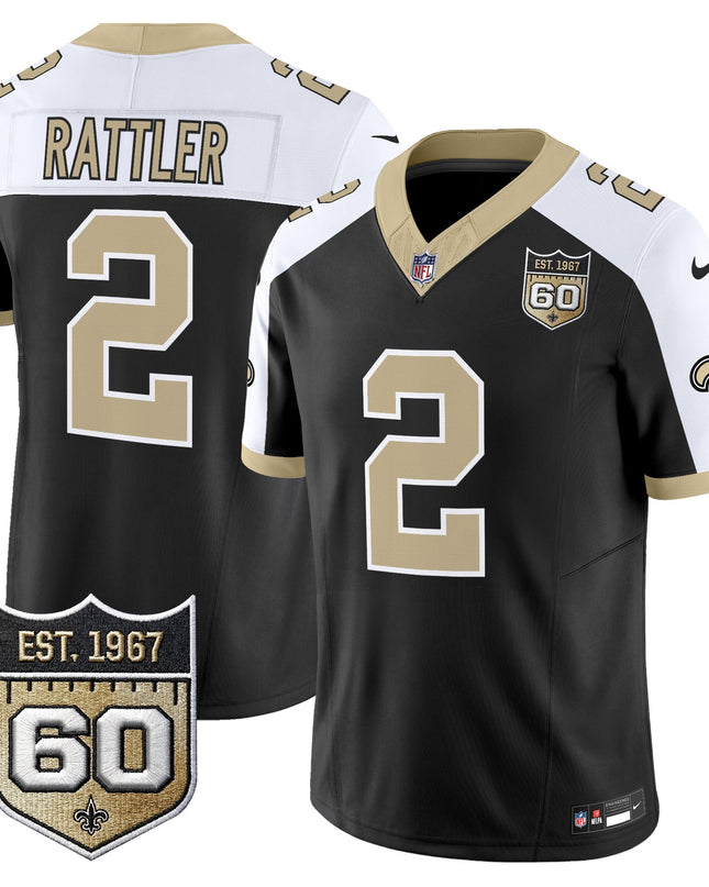 Men's New Orleans Saints 60th Anniversary Patch Vapor Jersey - Gameday Golds Edition - All Stitched