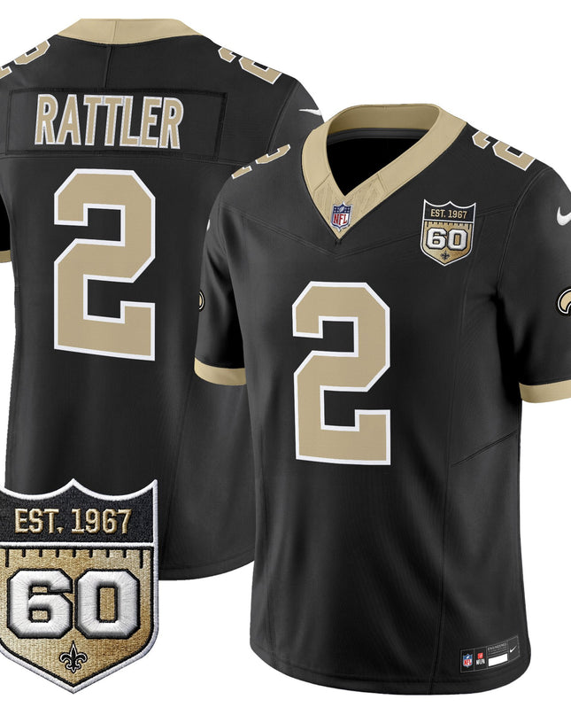 Men's New Orleans Saints 60th Anniversary Patch Vapor Jersey - Gameday Golds Edition - All Stitched