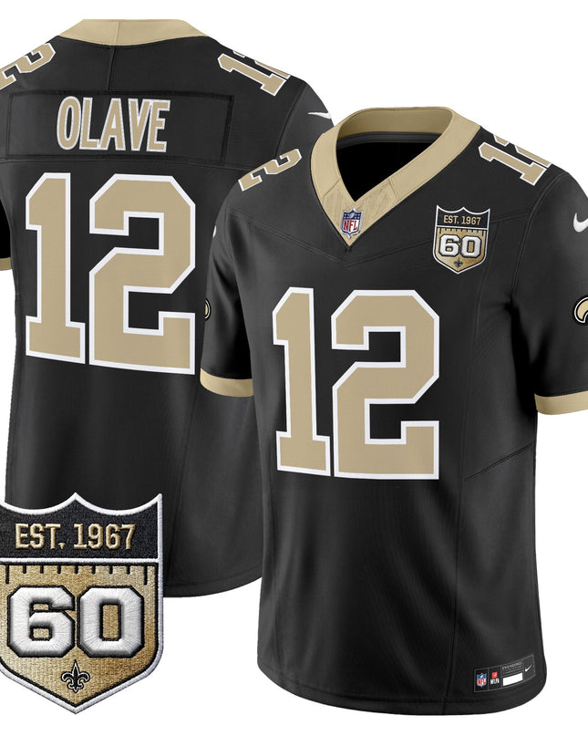 Men's New Orleans Saints 60th Anniversary Patch Vapor Jersey - Gameday Golds Edition - All Stitched