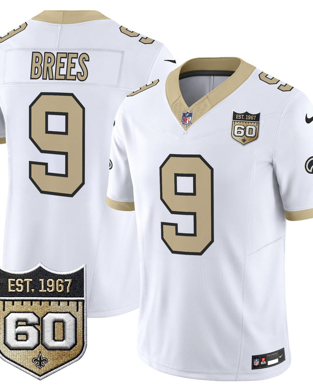 Men's New Orleans Saints 60th Anniversary Patch Vapor Jersey - Gameday Golds Edition - All Stitched