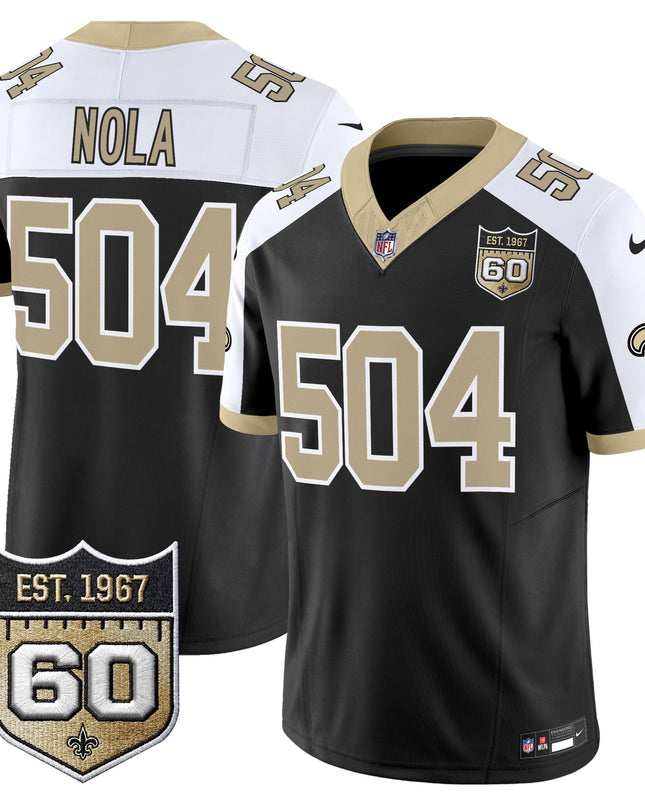 Men's New Orleans Saints 60th Anniversary Patch Vapor Jersey - Gameday Golds Edition - All Stitched