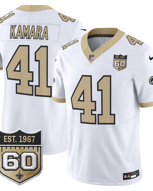 Men's New Orleans Saints 60th Anniversary Patch Vapor Jersey - Gameday Golds Edition - All Stitched