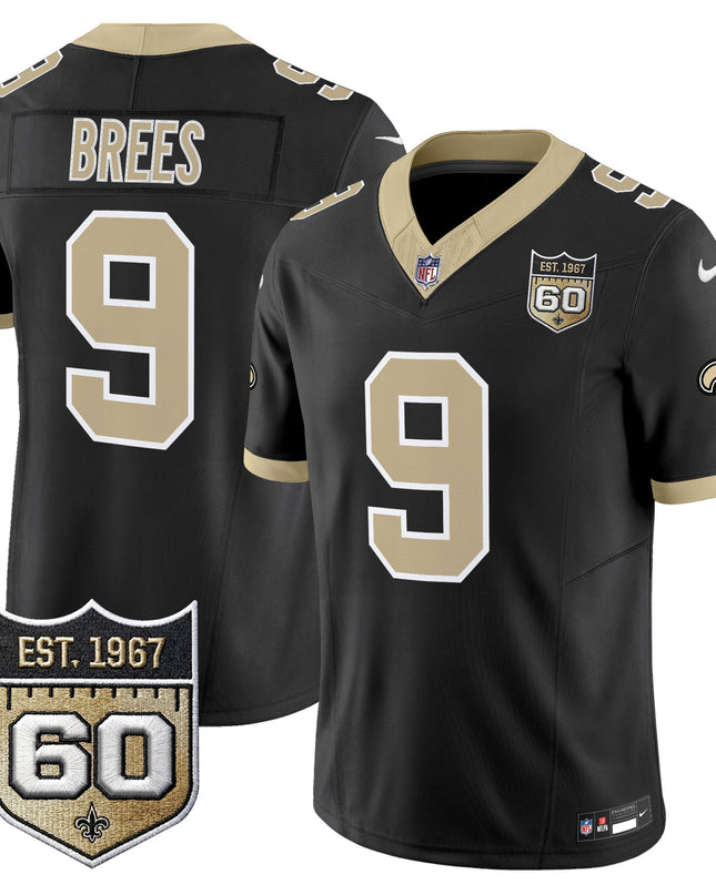 Men's New Orleans Saints 60th Anniversary Patch Vapor Jersey - Gameday Golds Edition - All Stitched