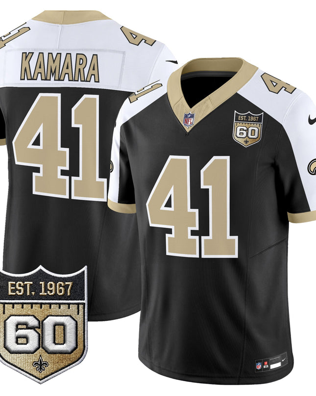 Men's New Orleans Saints 60th Anniversary Patch Vapor Jersey - Gameday Golds Edition - All Stitched