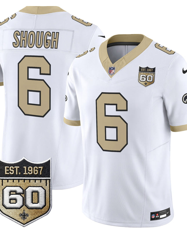 Men's New Orleans Saints 60th Anniversary Patch Vapor Jersey - Gameday Golds Edition - All Stitched