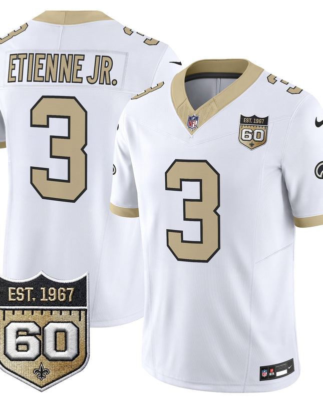 Men's New Orleans Saints 60th Anniversary Patch Vapor Jersey - Gameday Golds Edition - All Stitched