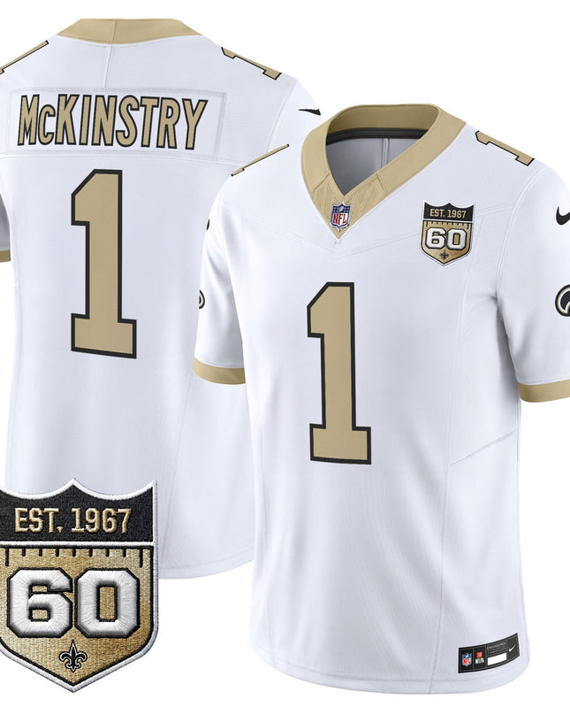 Men's New Orleans Saints 60th Anniversary Patch Vapor Jersey - Gameday Golds Edition - All Stitched