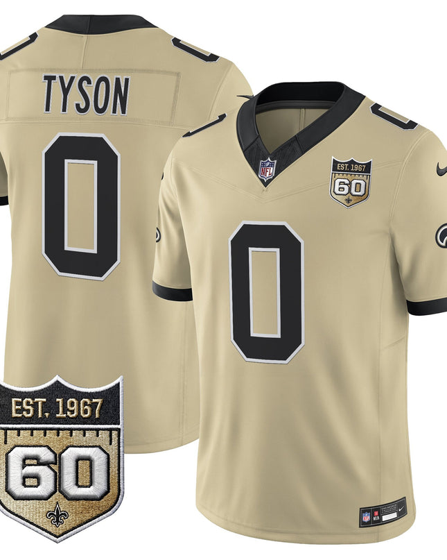 Men's New Orleans Saints 60th Anniversary Patch Vapor Jersey - Gameday Golds Edition - All Stitched