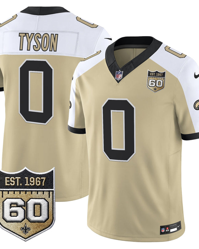 Men's New Orleans Saints 60th Anniversary Patch Vapor Jersey - Gameday Golds Edition - All Stitched