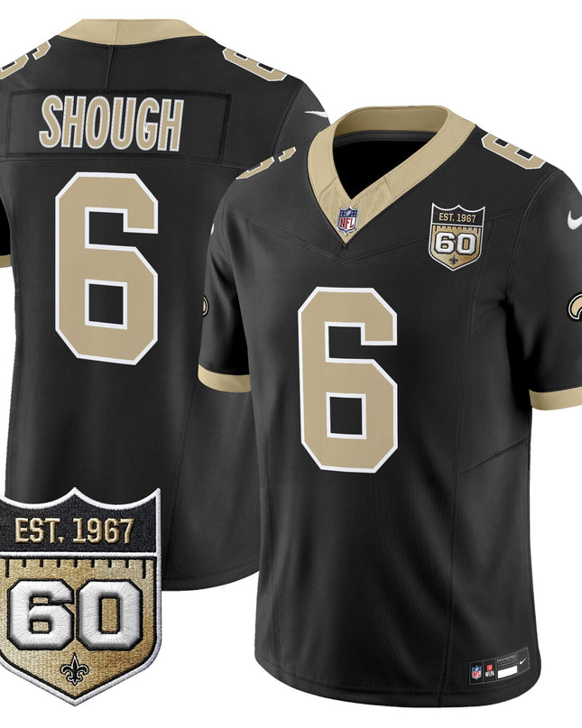 Men's New Orleans Saints 60th Anniversary Patch Vapor Jersey - Gameday Golds Edition - All Stitched