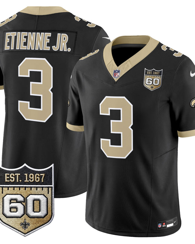 Men's New Orleans Saints 60th Anniversary Patch Vapor Jersey - Gameday Golds Edition - All Stitched