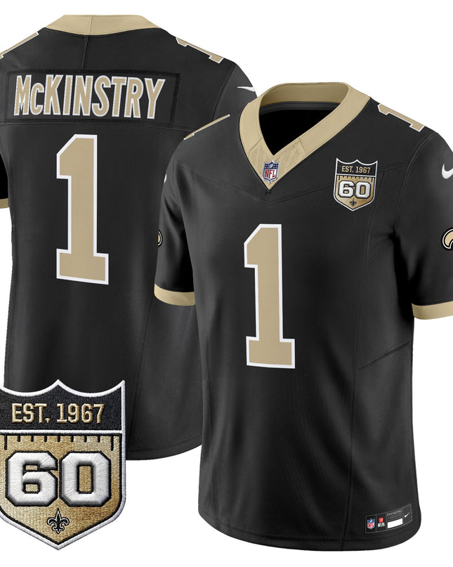 Men's New Orleans Saints 60th Anniversary Patch Vapor Jersey - Gameday Golds Edition - All Stitched