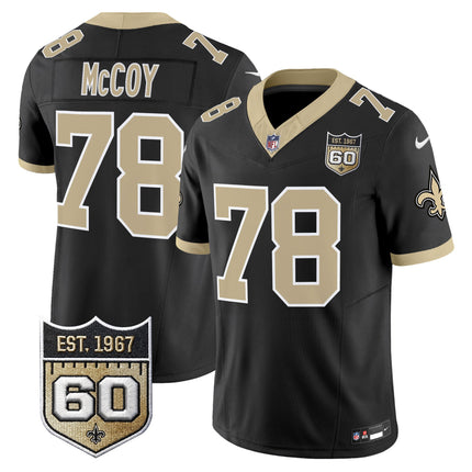 Men's New Orleans Saints 60th Anniversary Patch Vapor Jersey - Gameday Golds Edition - All Stitched